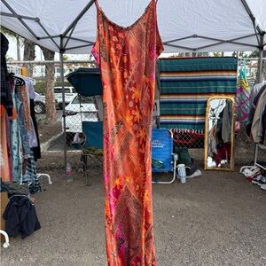 Floral Paisley Maxi Dress - Red and Orange